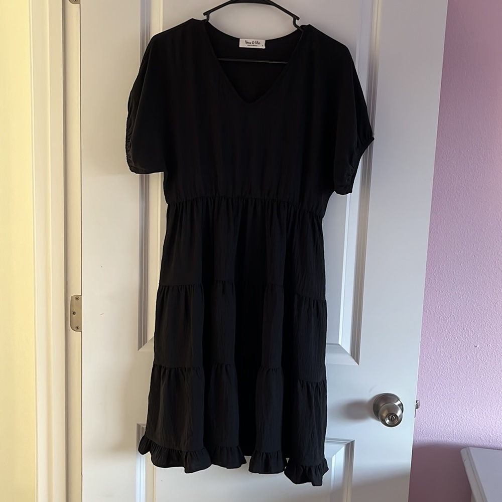 Black You & Me Ruffle Dress NWOT
